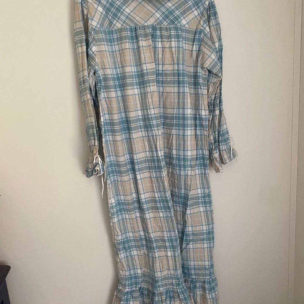Vintage Laura Ashley Blue and White Checkered Cotton Nightgown - Picture 6 of 6